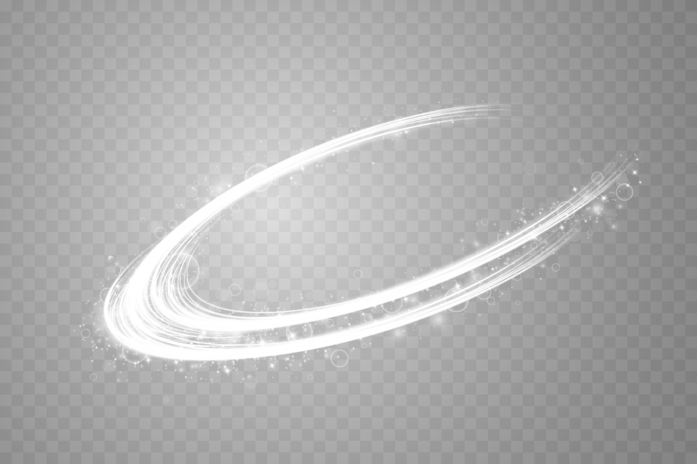 Abstract light lines of movement and speed with white color glitters. Light everyday glowing effect. semicircular wave, light trail curve swirl, car headlights, incandescent optical fiber png. Abstract light lines of movement and speed with white color glitters. Light everyday glowing effect. semicircular wave, light trail curve swirl, car headlights, incandescent optical fiber png.