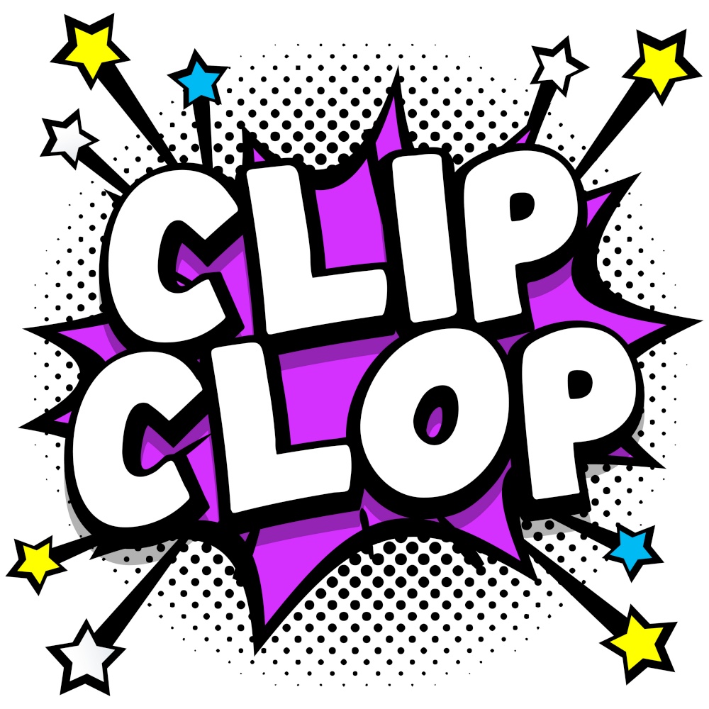clip clop Pop art comic speech bubbles book sound effects Vector Illustration