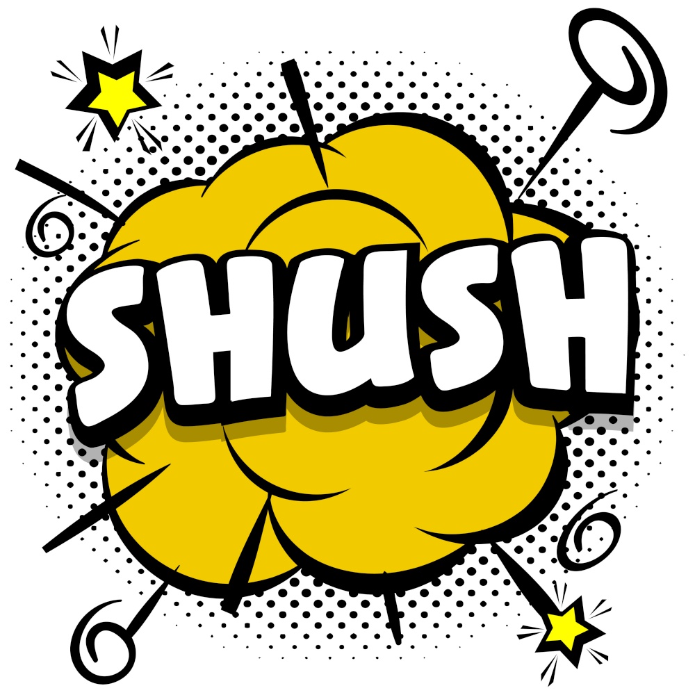 shush Comic bright template with speech bubbles on colorful frames Vector Illustration