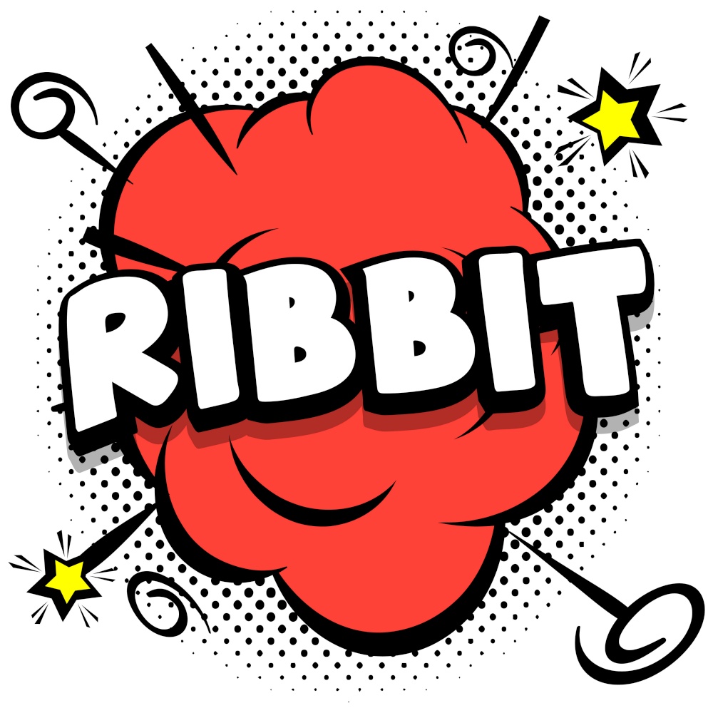 ribbit Comic bright template with speech bubbles on colorful frames Vector Illustration