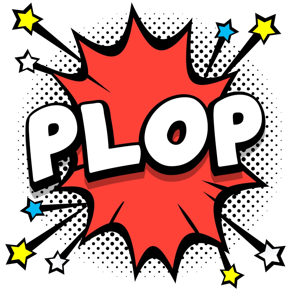 plop Pop art comic speech bubbles book sound effects Vector Illustration