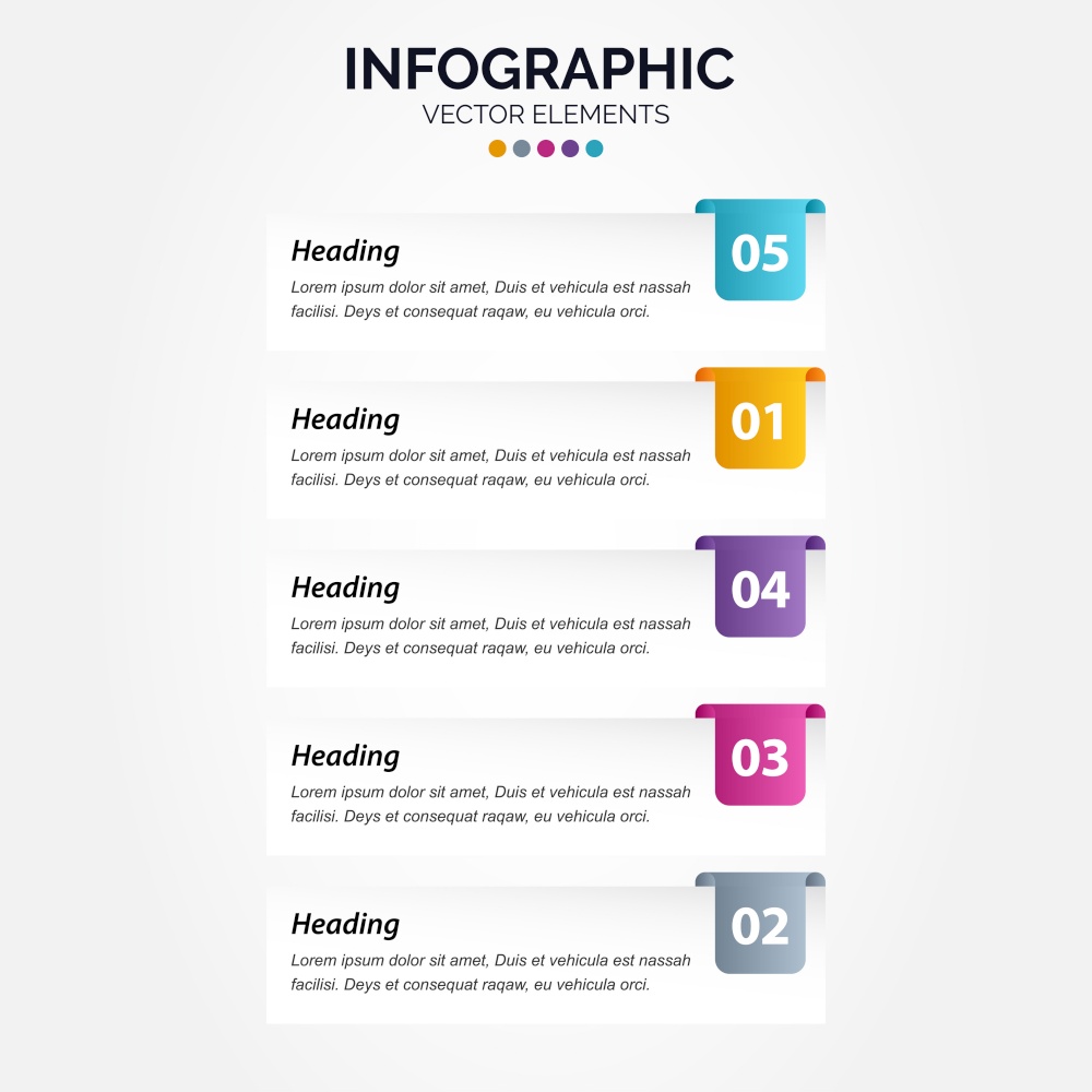 Presentation business Vertical Infographic template with 5 options Vector Illustration
