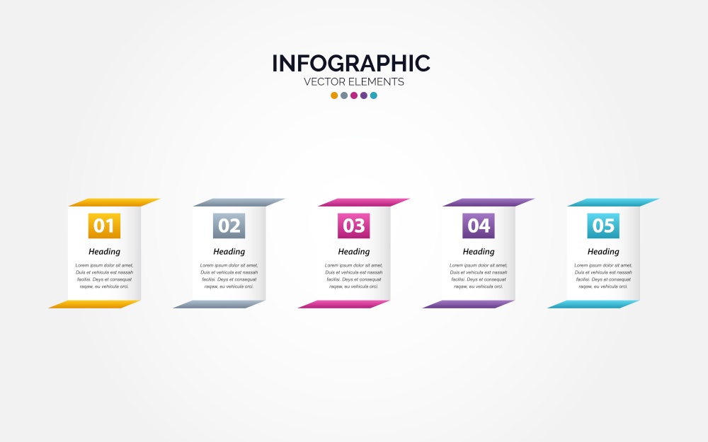 Professional 5 options Horizontal Infographic with icon 5 options processes Vector Illustration