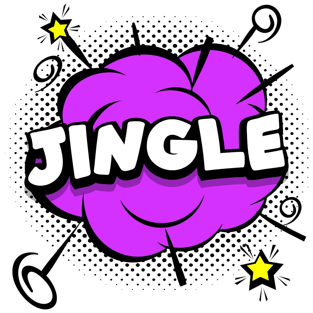 jingle Comic bright template with speech bubbles on colorful frames Vector Illustration