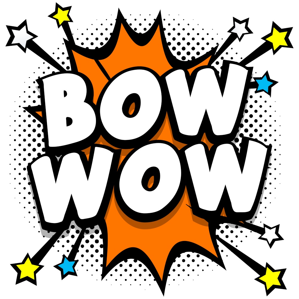 bow-wow Pop art comic speech bubbles book sound effects Vector Illustration