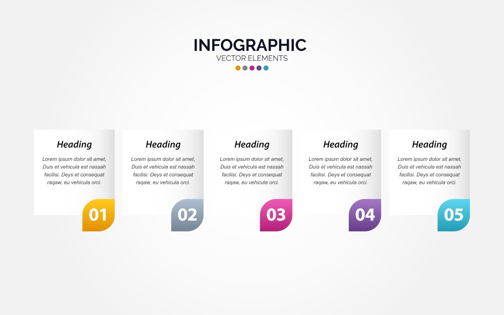 5 Step useful banners for Horizontal Infographic Vector Illustration