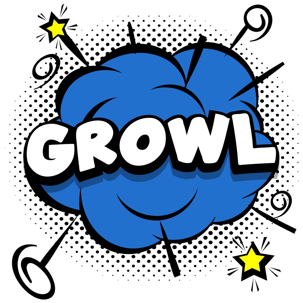 growl Comic bright template with speech bubbles on colorful frames Vector Illustration