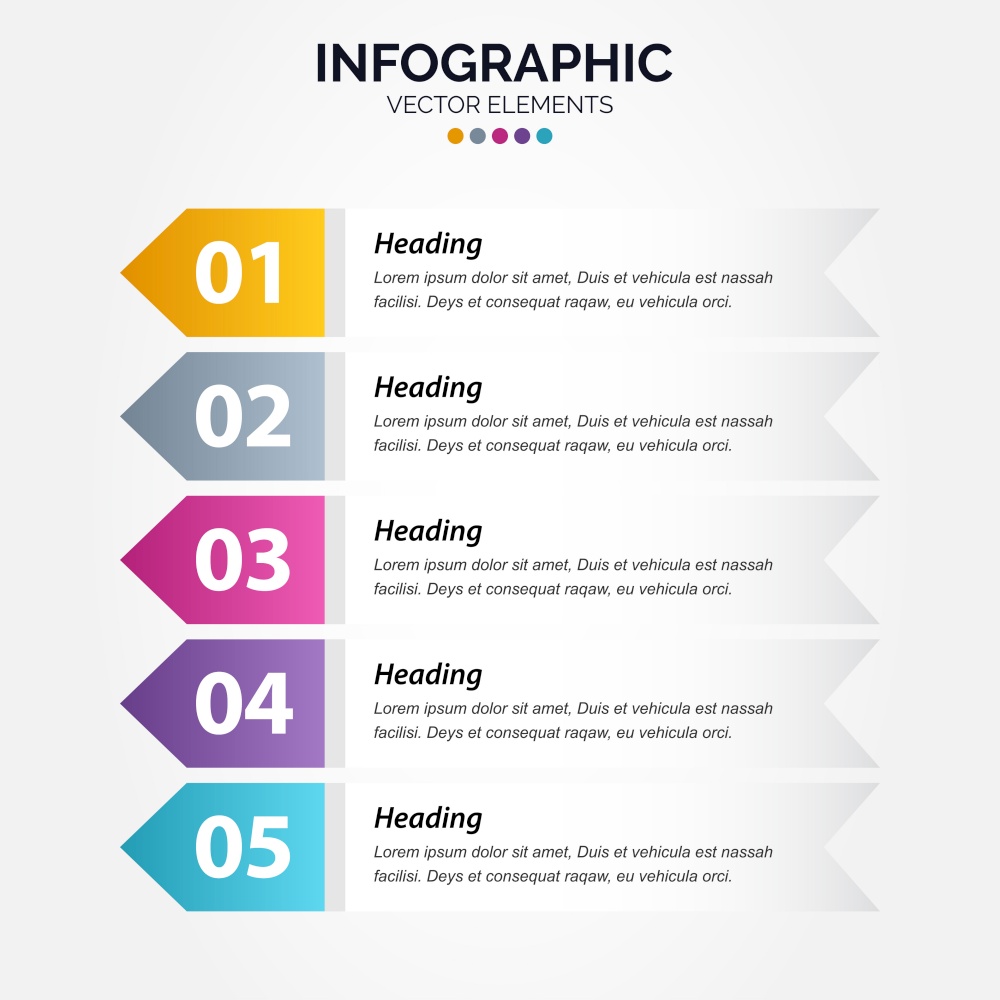 Business Vertical Infographic template numbers 5 options or steps Vector Illustration