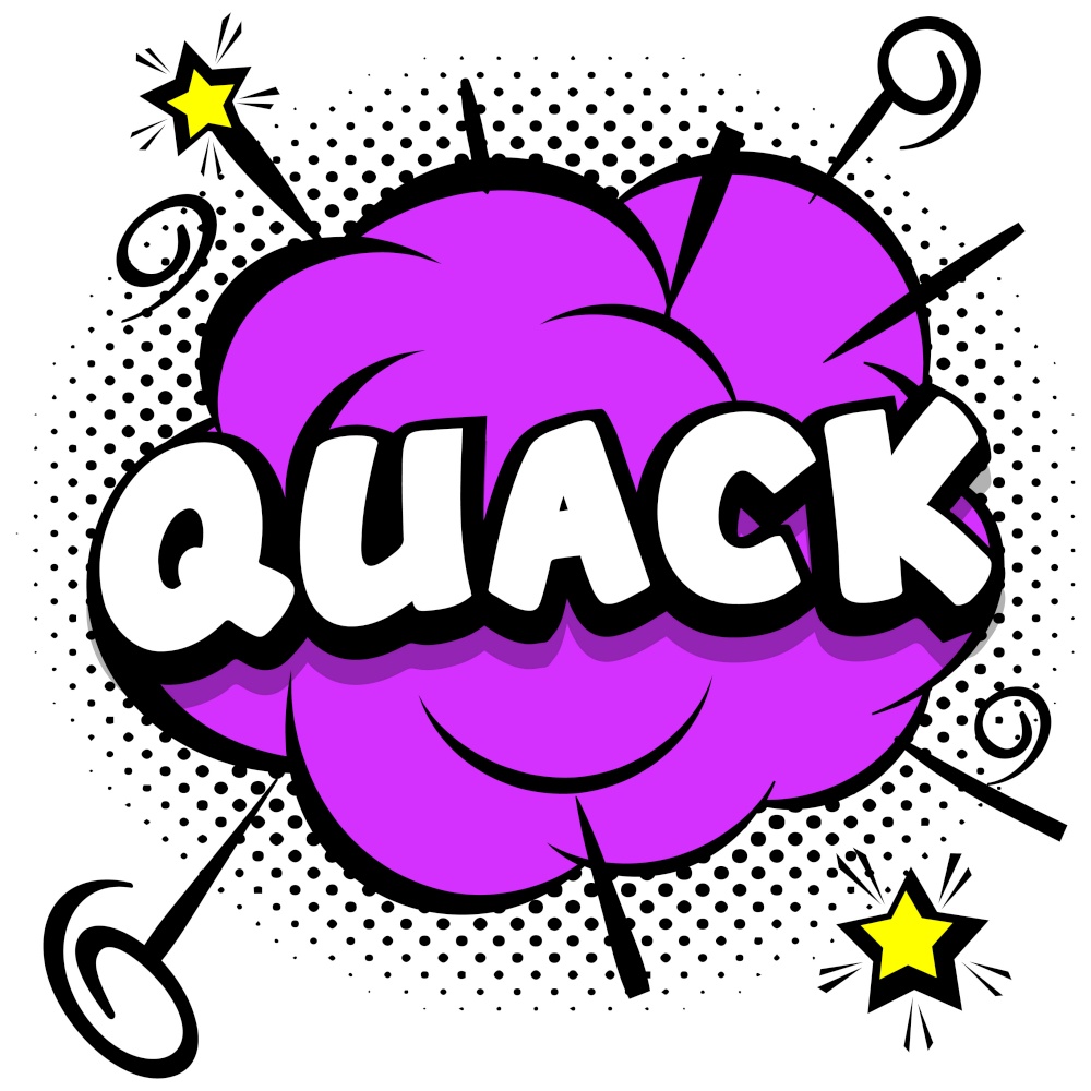 quack Comic bright template with speech bubbles on colorful frames Vector Illustration