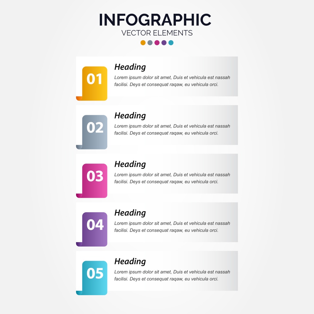 Business Vertical Infographic template numbers 5 options or steps Vector Illustration