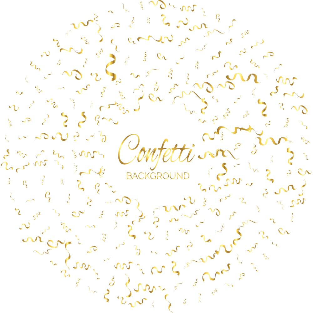 Gold Confetti Isolated On White Background. Celebrate Vector Illustration Vector Illustration