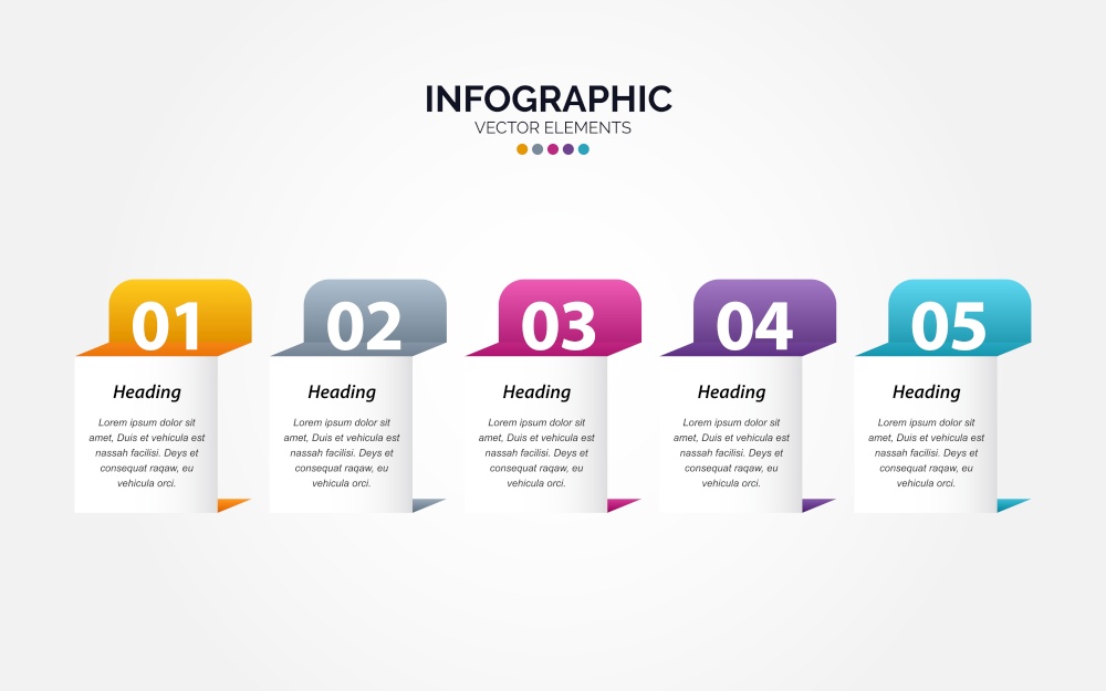 Business Horizontal Infographic template. Thin line design with numbers 5 options or steps. Vector Illustration