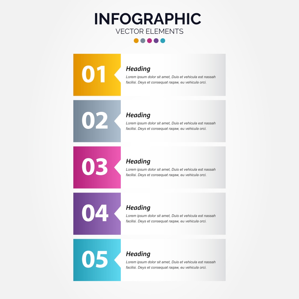 Business Vertical Infographic template. Thin line design with numbers 5 options or steps. Vector Illustration