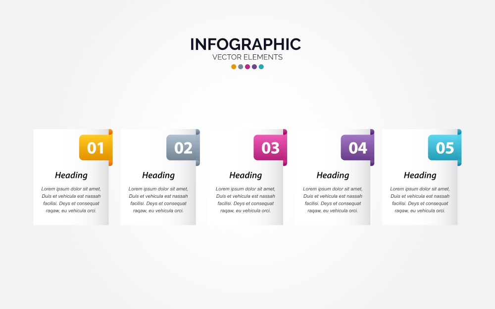 5 step business Horizontal Infographic template Vector Illustration