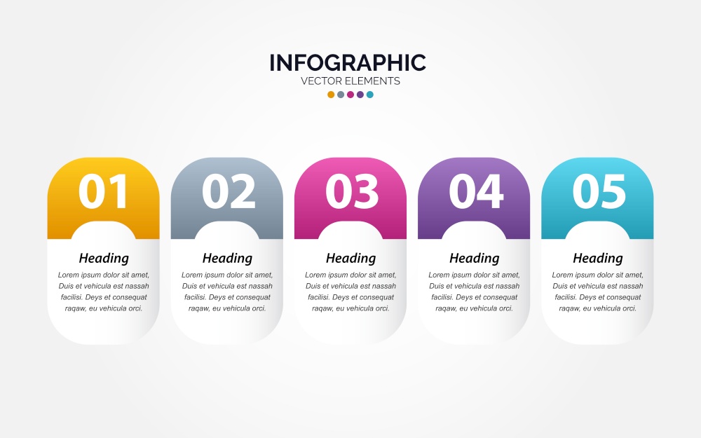 5 step business Horizontal Infographic template Vector Illustration