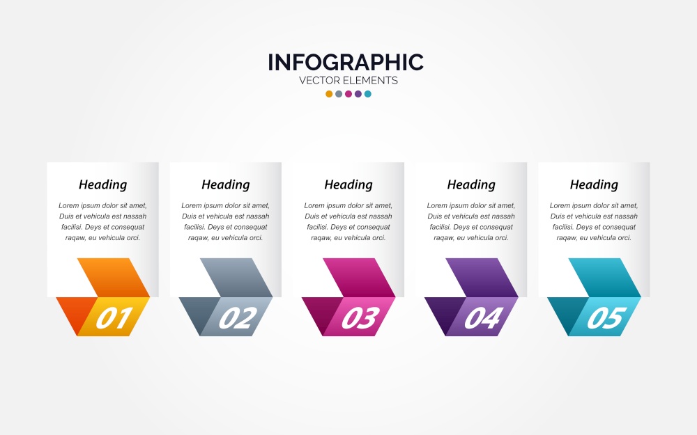 Timeline 5 options Horizontal Infographic for presentations workflow process diagram flow chart report Vector Illustration
