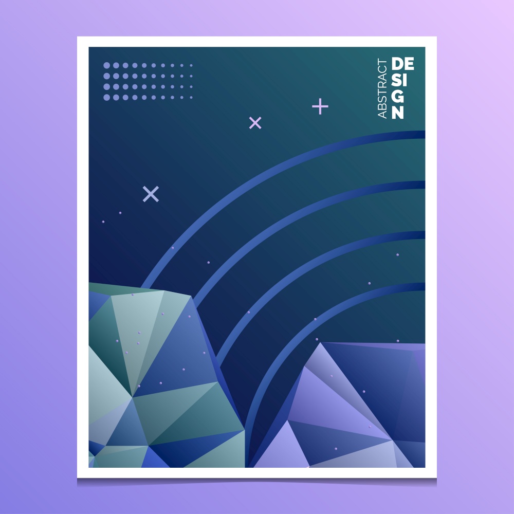 Abstract composition. A4 brochure cover design. Title sheet model. Polygonal space icon. Vector front page font. Ad banner form texture Vector Illustration