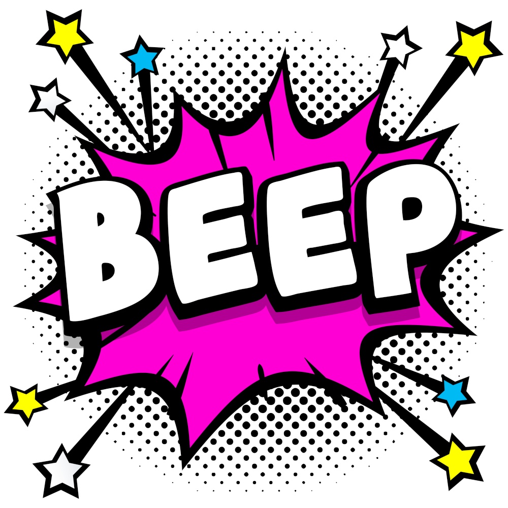 beep Pop art comic speech bubbles book sound effects Vector Illustration