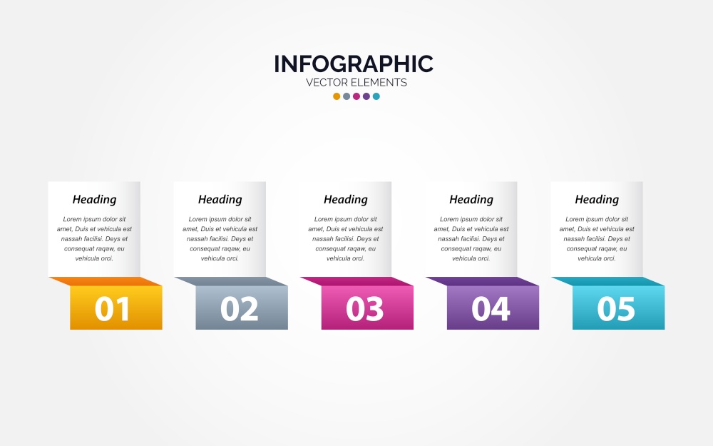 Business timeline chart template Horizontal Infographic 5 steps vector illustration Vector Illustration