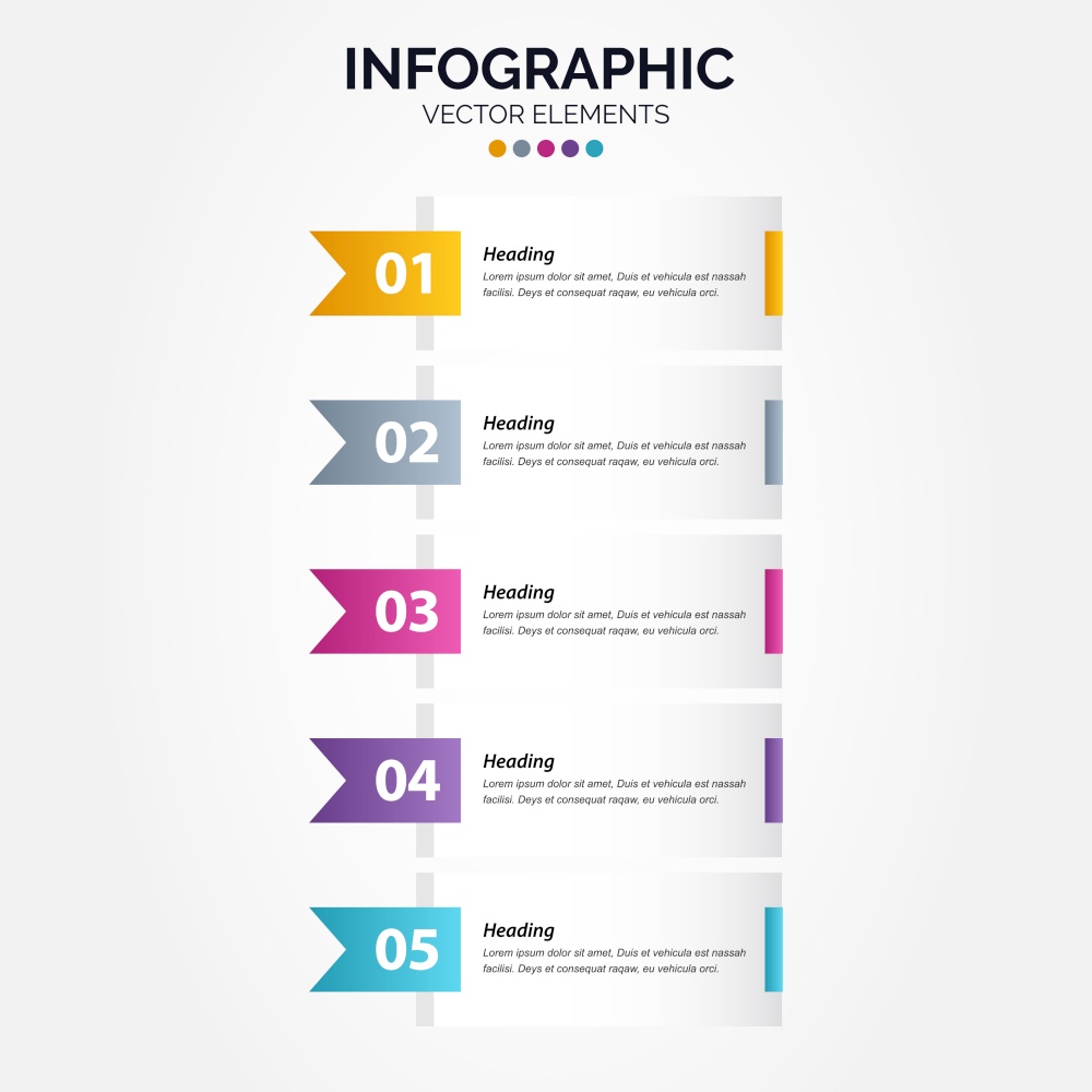 5 Step useful banners for Vertical Infographic Vector Illustration