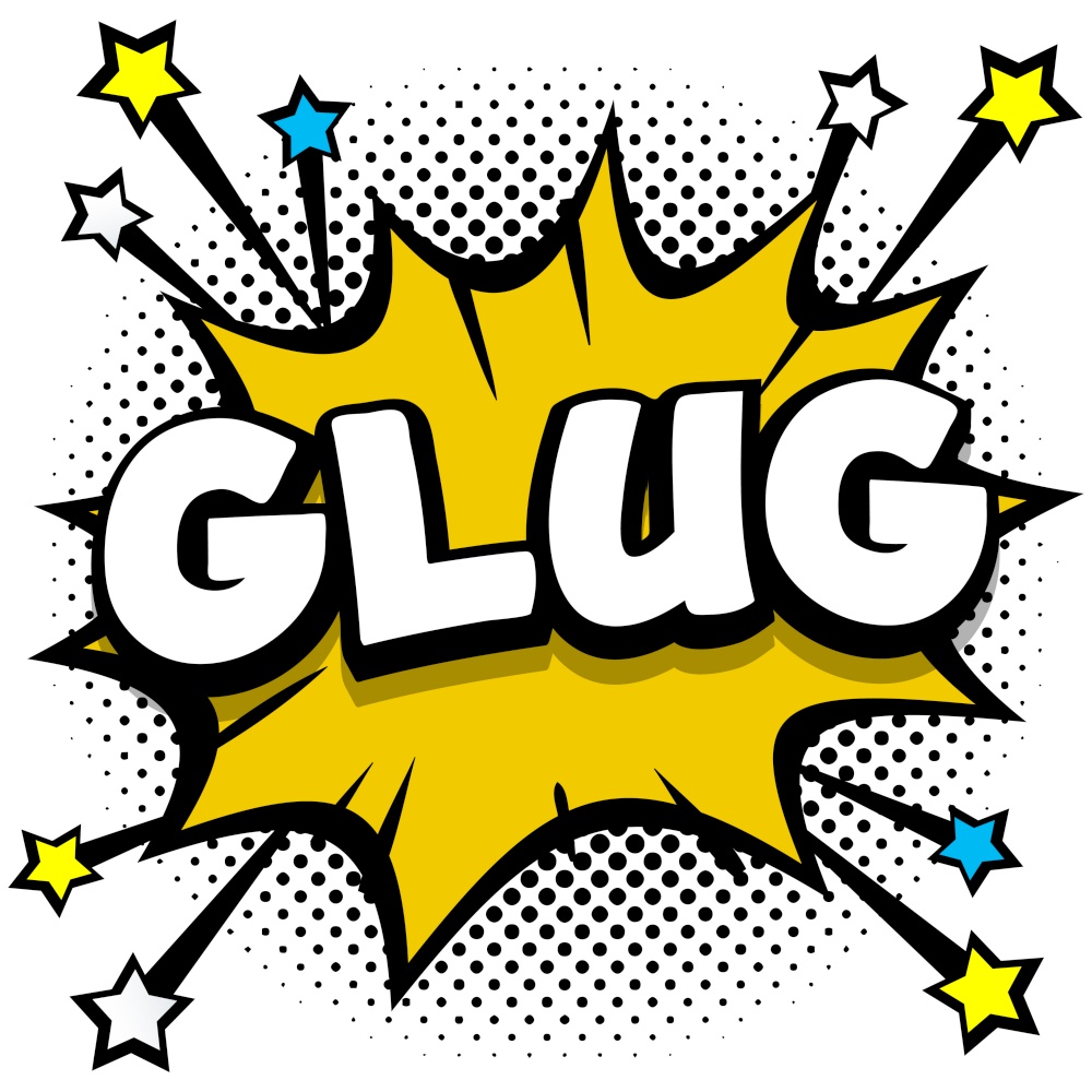 glug Pop art comic speech bubbles book sound effects Vector Illustration
