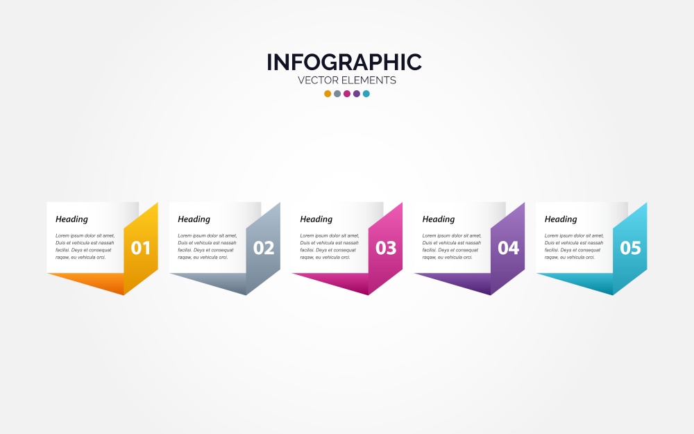 Horizontal Infographic arrow design with 5 options or steps. Vector Illustration