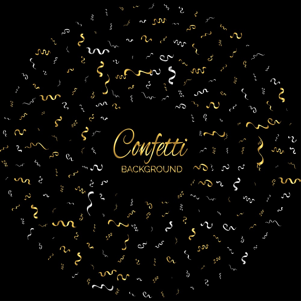 Gold Confetti Isolated On black Background. Celebrate Vector Illustration Vector Illustration
