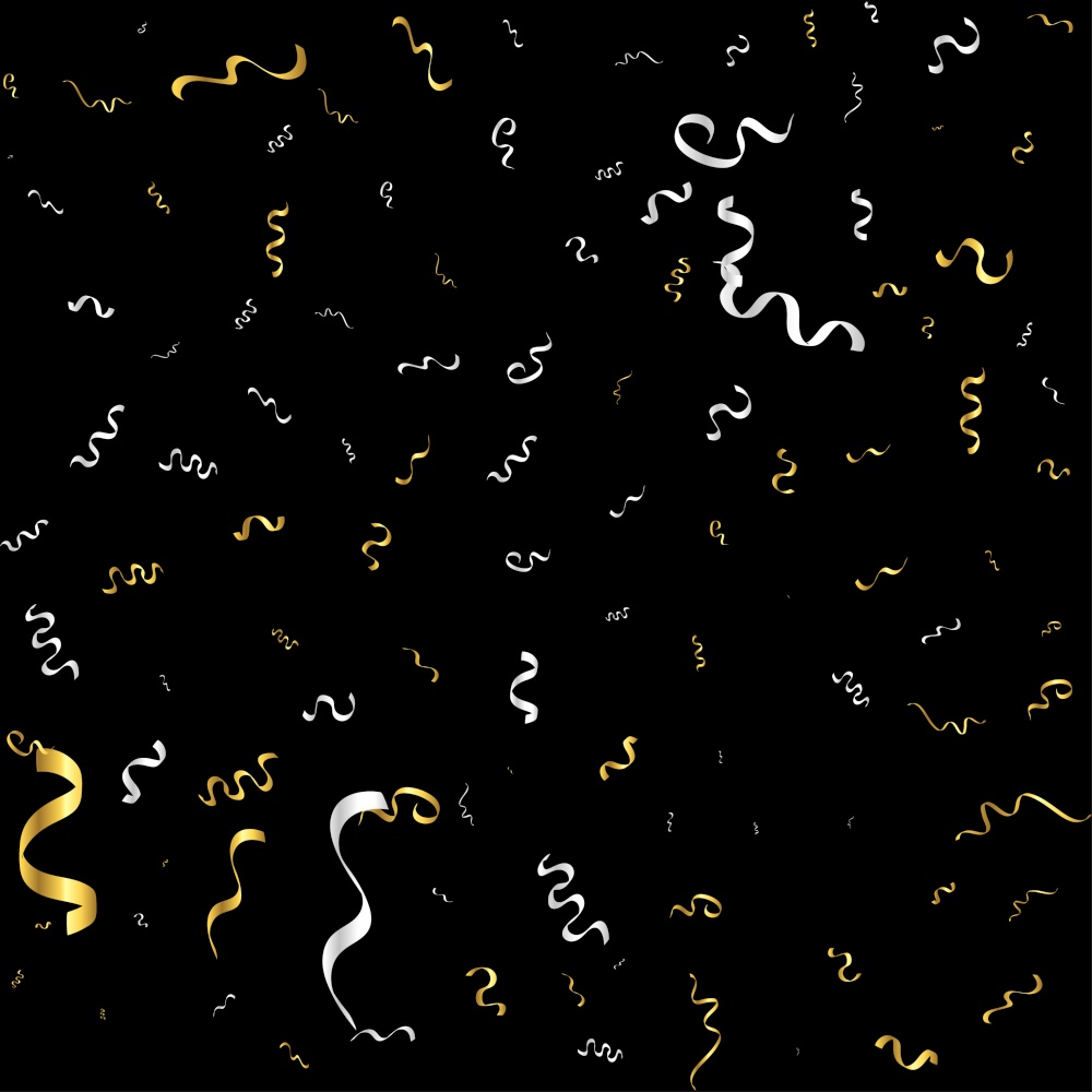 Gold Confetti Isolated On black Background. Celebrate Vector Illustration Vector Illustration