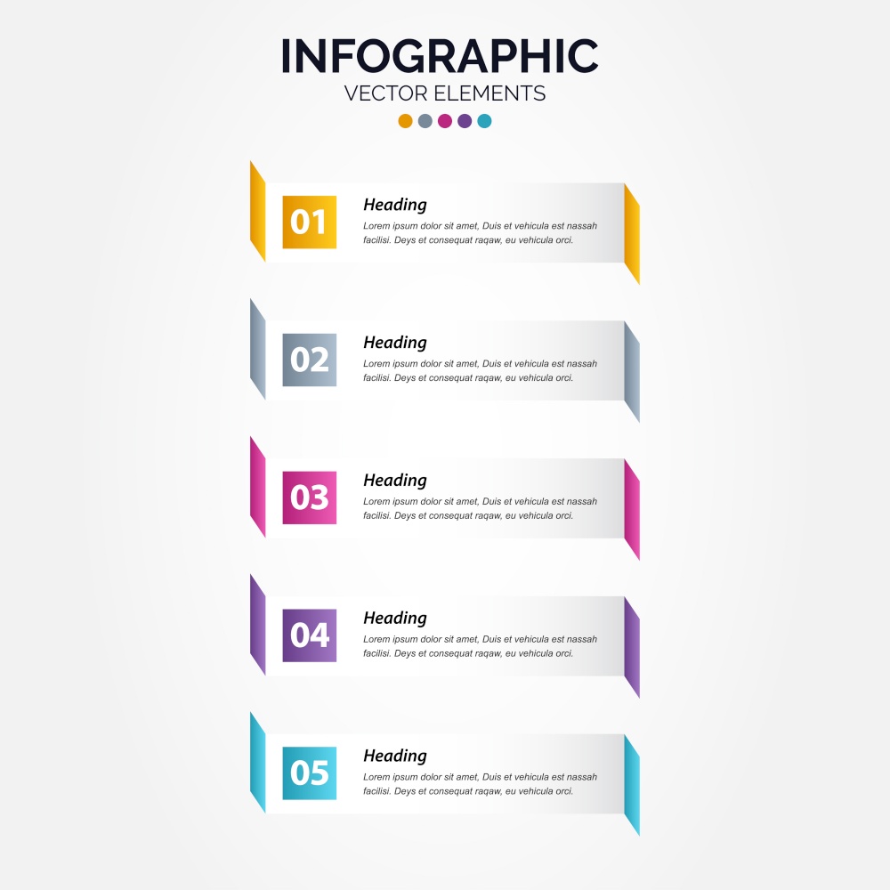 Presentation business Vertical Infographic template with 5 options Vector Illustration