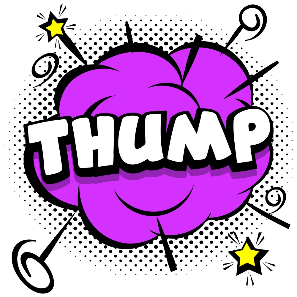 thump Comic bright template with speech bubbles on colorful frames Vector Illustration