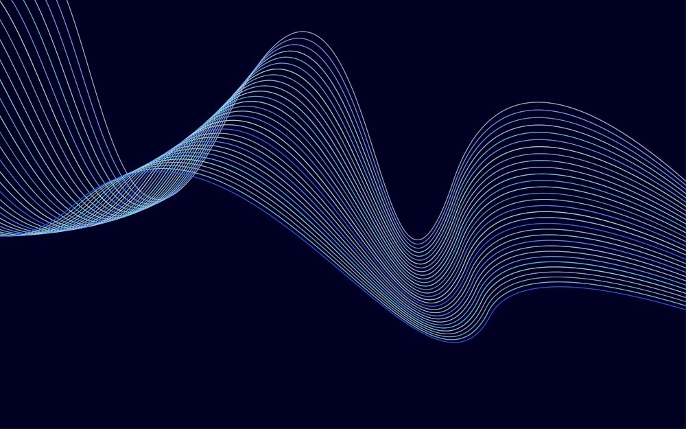 Colorful shiny wave with lines. Curved wavy line. smooth stripe. Design element Vector Illustration