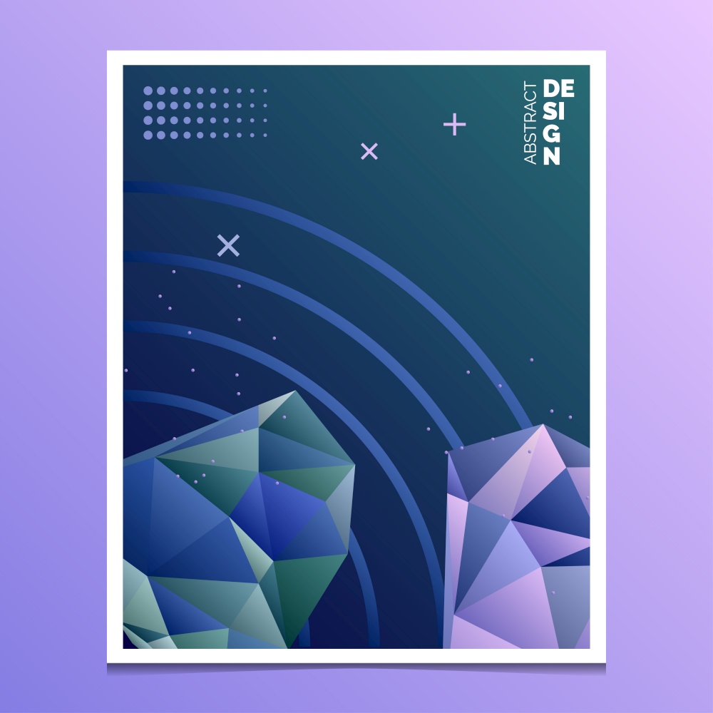 Abstract composition. A4 brochure cover design. Title sheet model. Polygonal space icon. Vector front page font. Ad banner form texture Vector Illustration