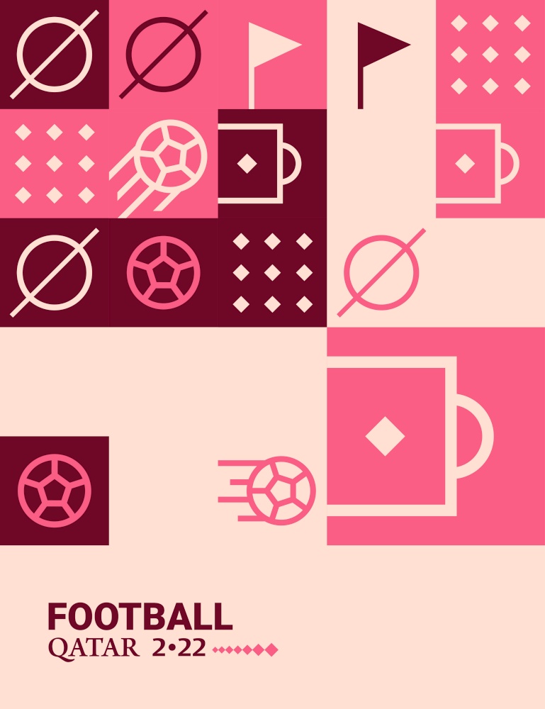 Geometric Poster Football Doha Qatar 2022 Creative. Soccer Web Flyer Template Background Vector Illustration