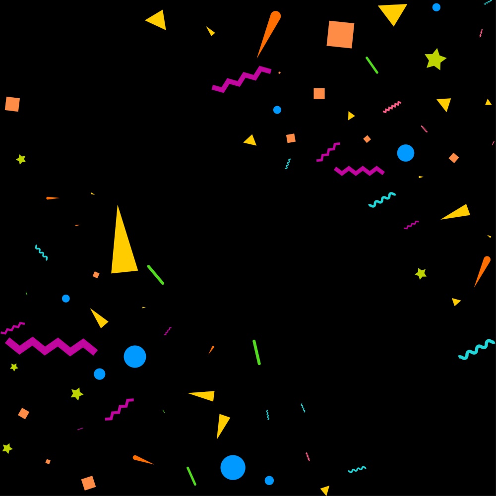 confetti concept design template holiday Happy Day. Black Background Celebration Vector illustration. Vector Illustration