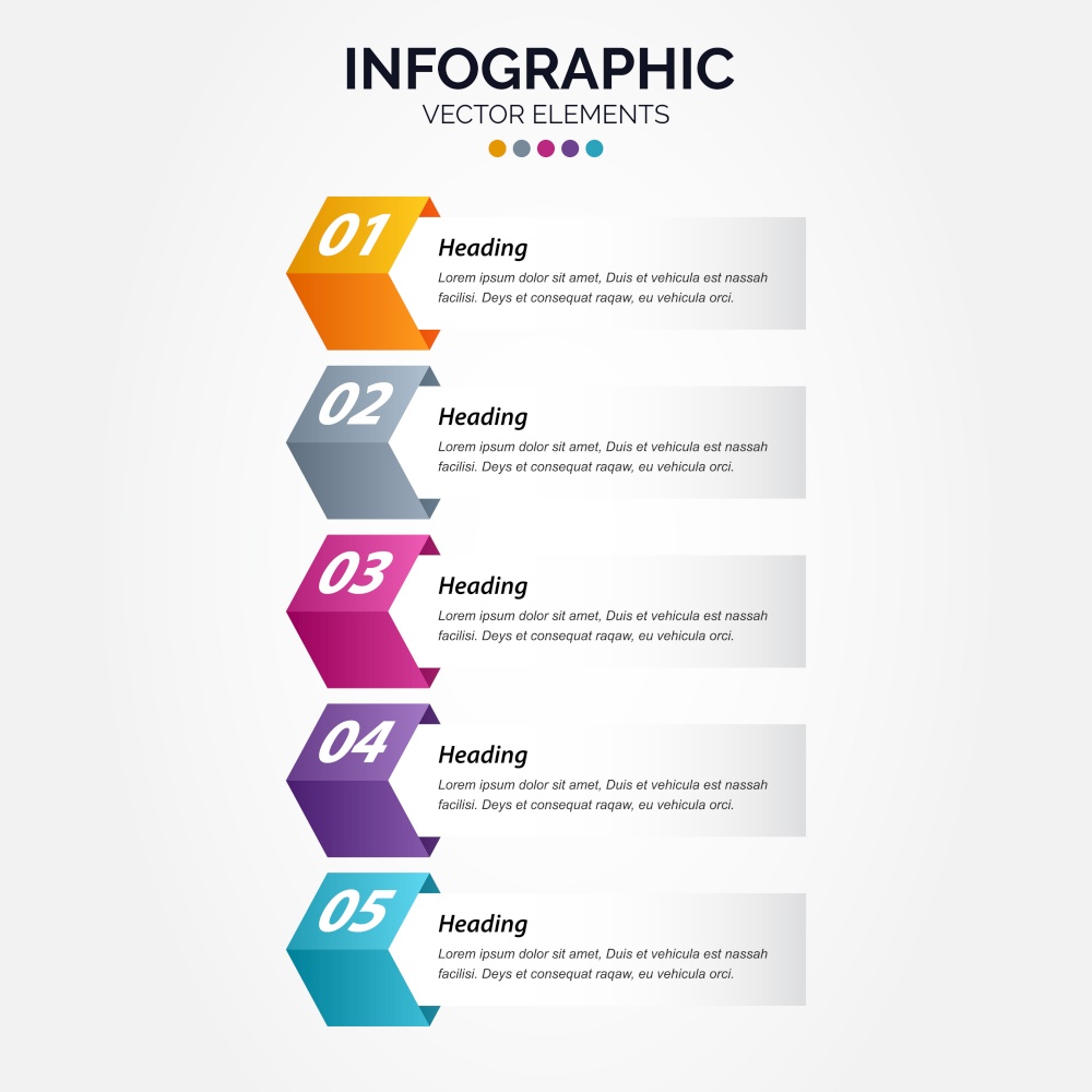 Vector Vertical Infographic design with icons. 5 options or 5 steps. process diagram. flow chart. info graph Vector Illustration