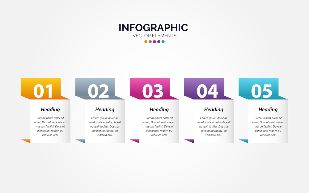Horizontal Infographic design template with 5 options or steps. Vector Illustration