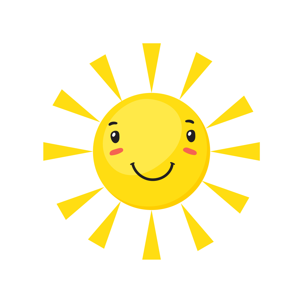 Funny sun. Spring light emotion, doodle vector isolated on white background. Funny sun. Spring light emotion, doodle vector