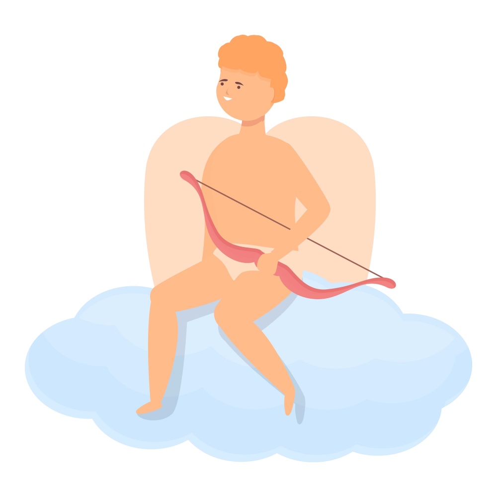 Cupid on cloud icon cartoon vector. Love day. Baby heart. Cupid on cloud icon cartoon vector. Love day