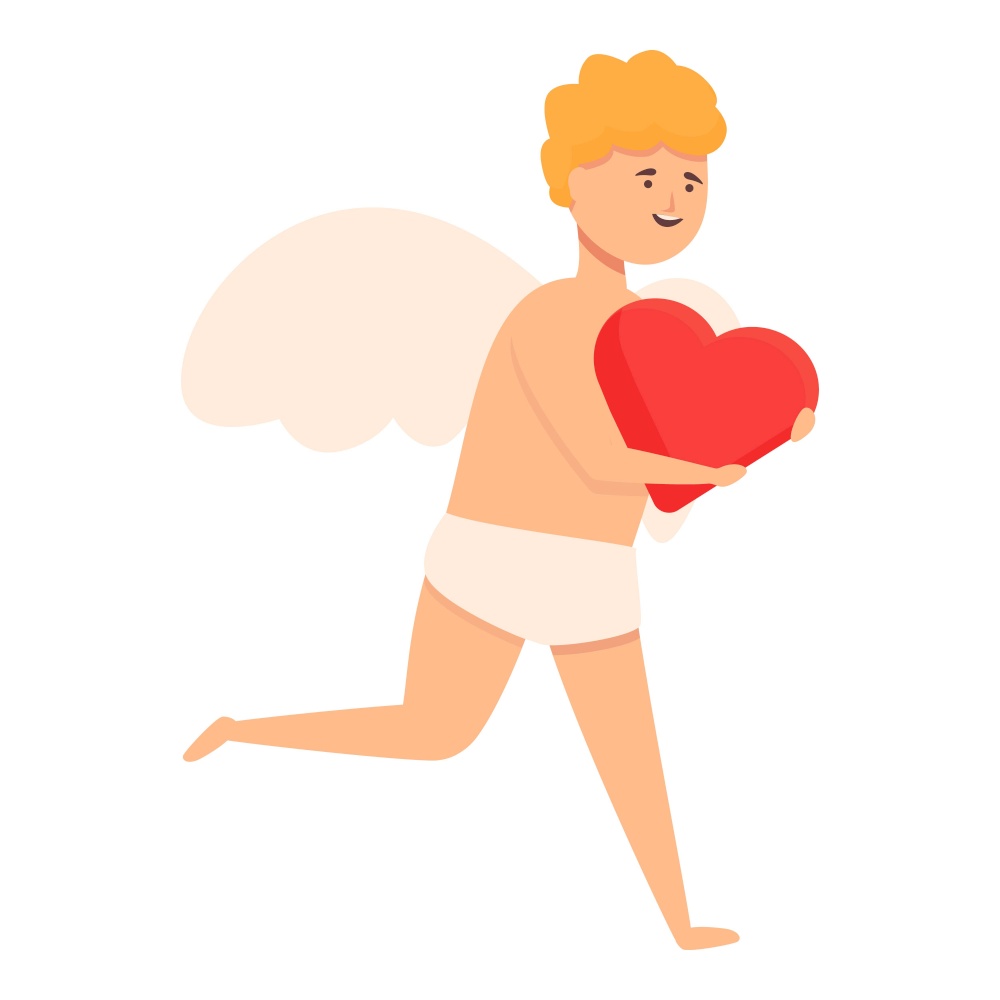Running cupid icon cartoon vector. Love day. Romance gift. Running cupid icon cartoon vector. Love day