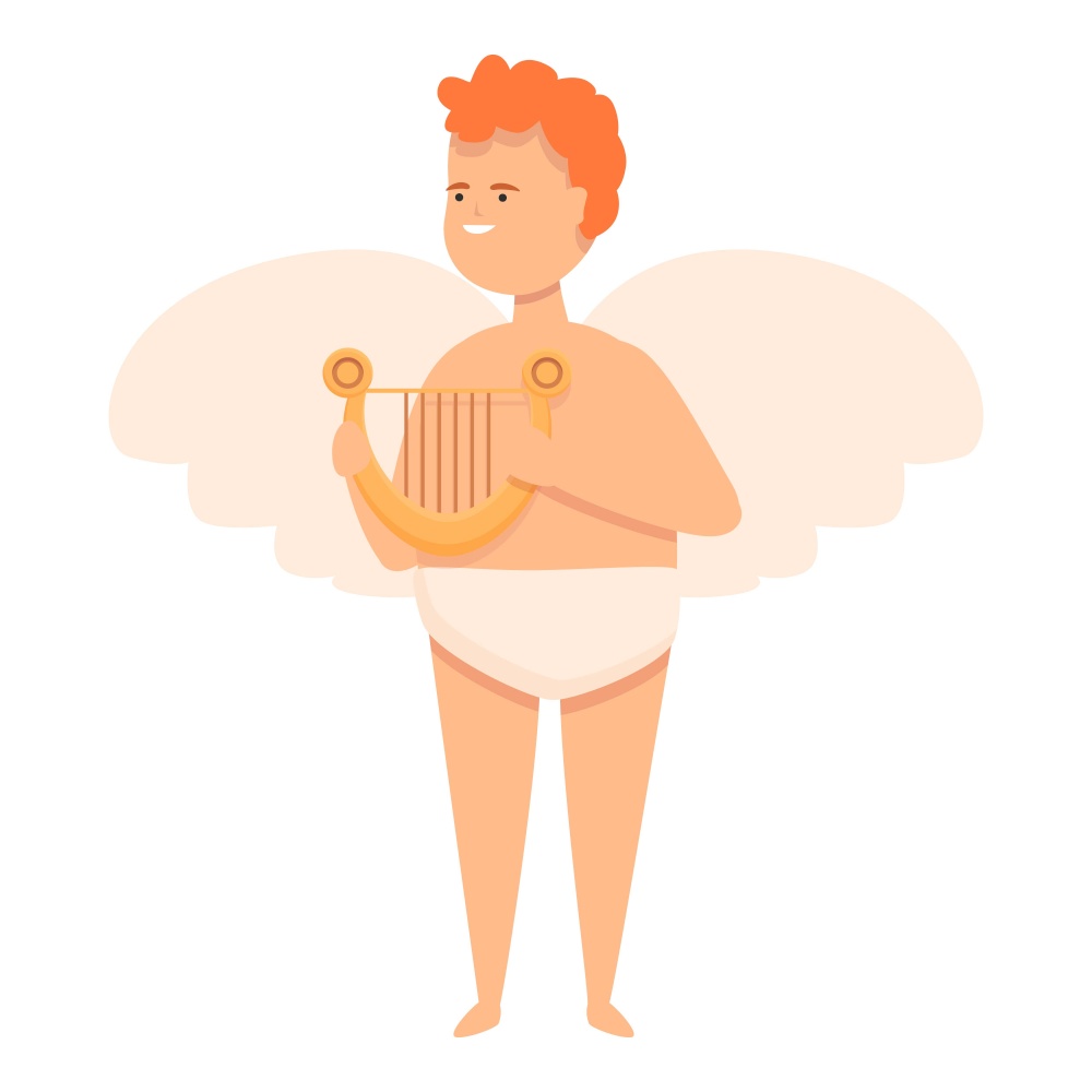 Cupid harp icon cartoon vector. Love day. Baby heart. Cupid harp icon cartoon vector. Love day