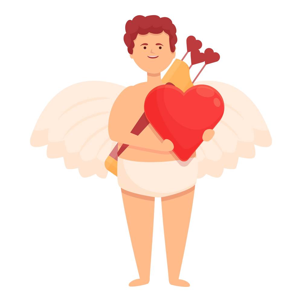 Celebration cupid icon cartoon vector. Baby heart. Love day. Celebration cupid icon cartoon vector. Baby heart