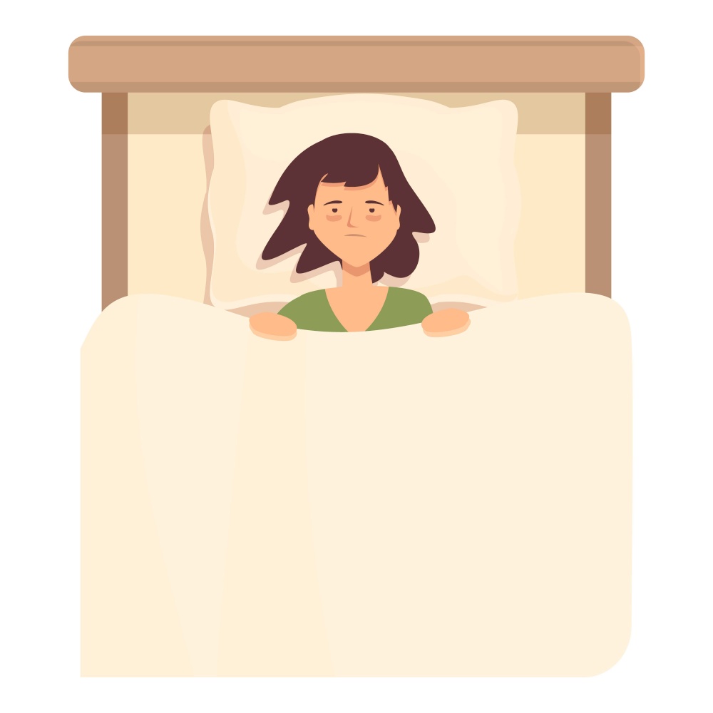 Young person insomnia icon cartoon vector. Sleepy girl. Stress mental. Young person insomnia icon cartoon vector. Sleepy girl