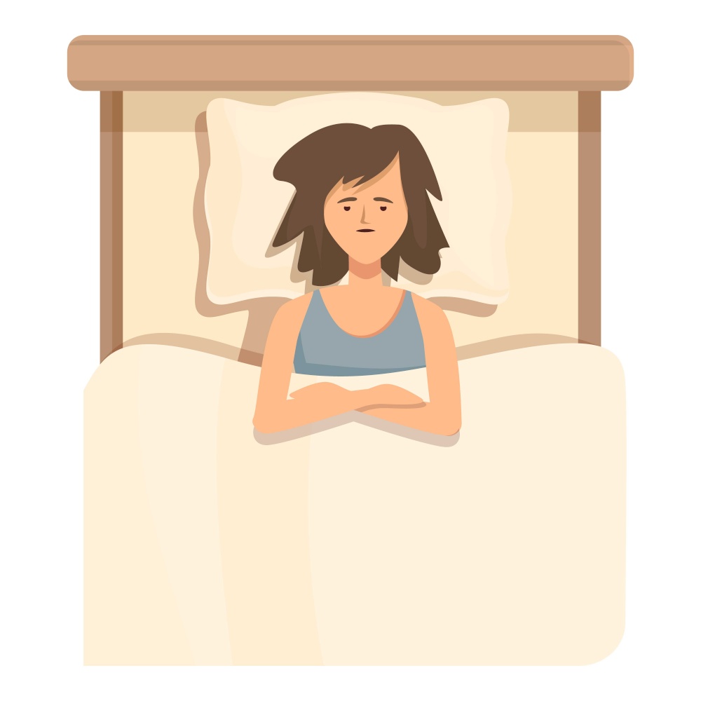 Girl insomnia icon cartoon vector. Sleep bed. Stress tired. Girl insomnia icon cartoon vector. Sleep bed