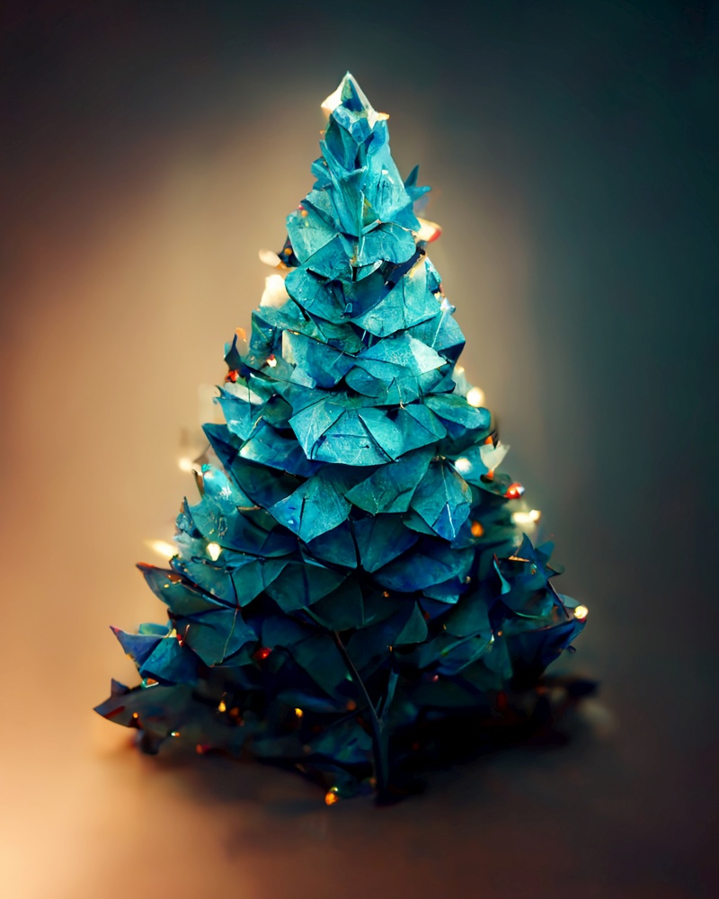 origami Christmas tree abstract Christmas card