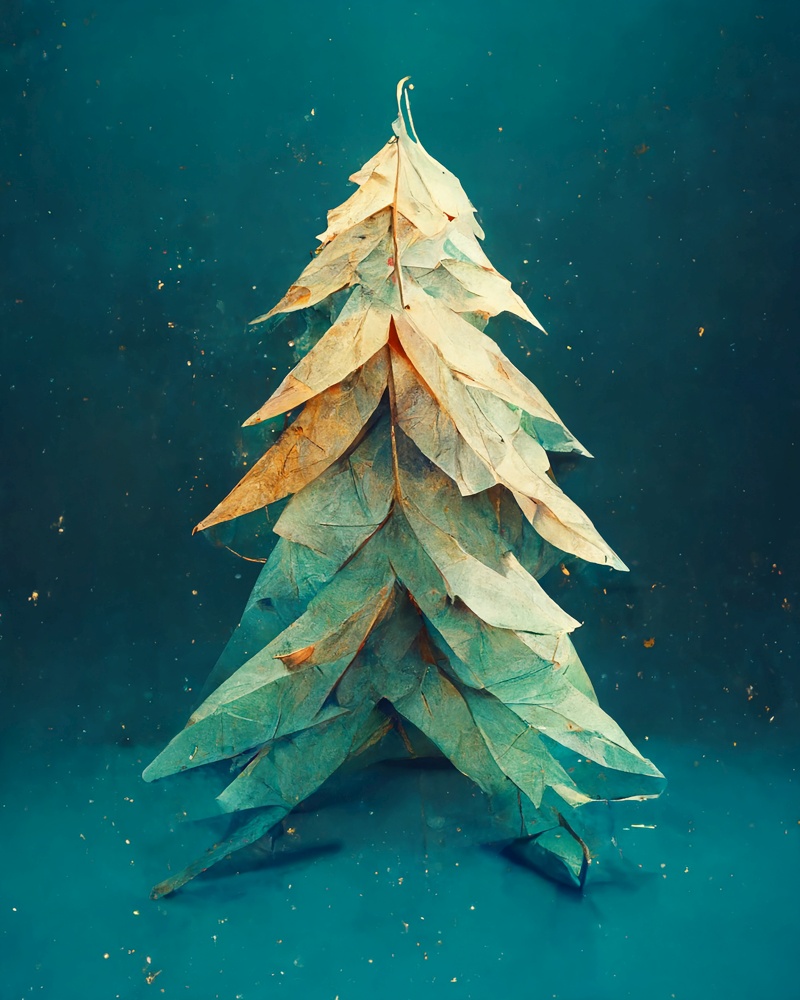 origami Christmas tree abstract Christmas card