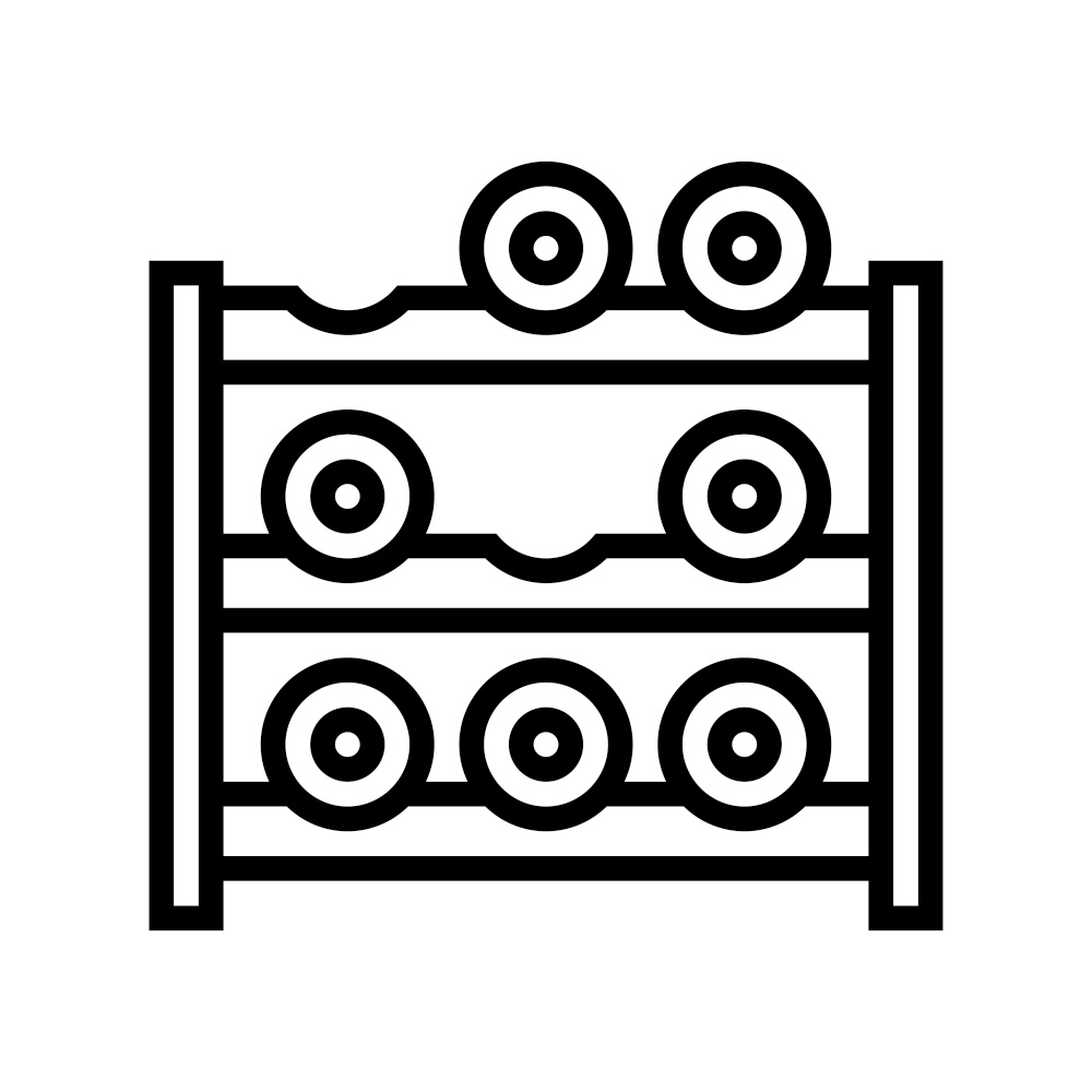 rack wine line icon vector. rack wine sign. isolated contour symbol black illustration. rack wine line icon vector illustration