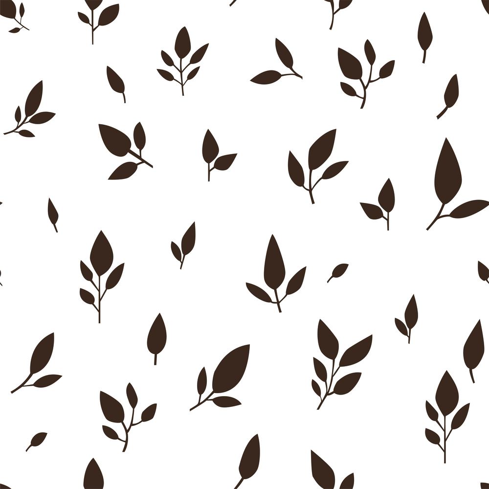 Monochrome nature leaves and flowers decoration, isolated foliage design. Black and white flora botany, minimalist wallpaper or print for fabric textile. Seamless pattern, vector in flat style. Minimalist simple floral background or prints