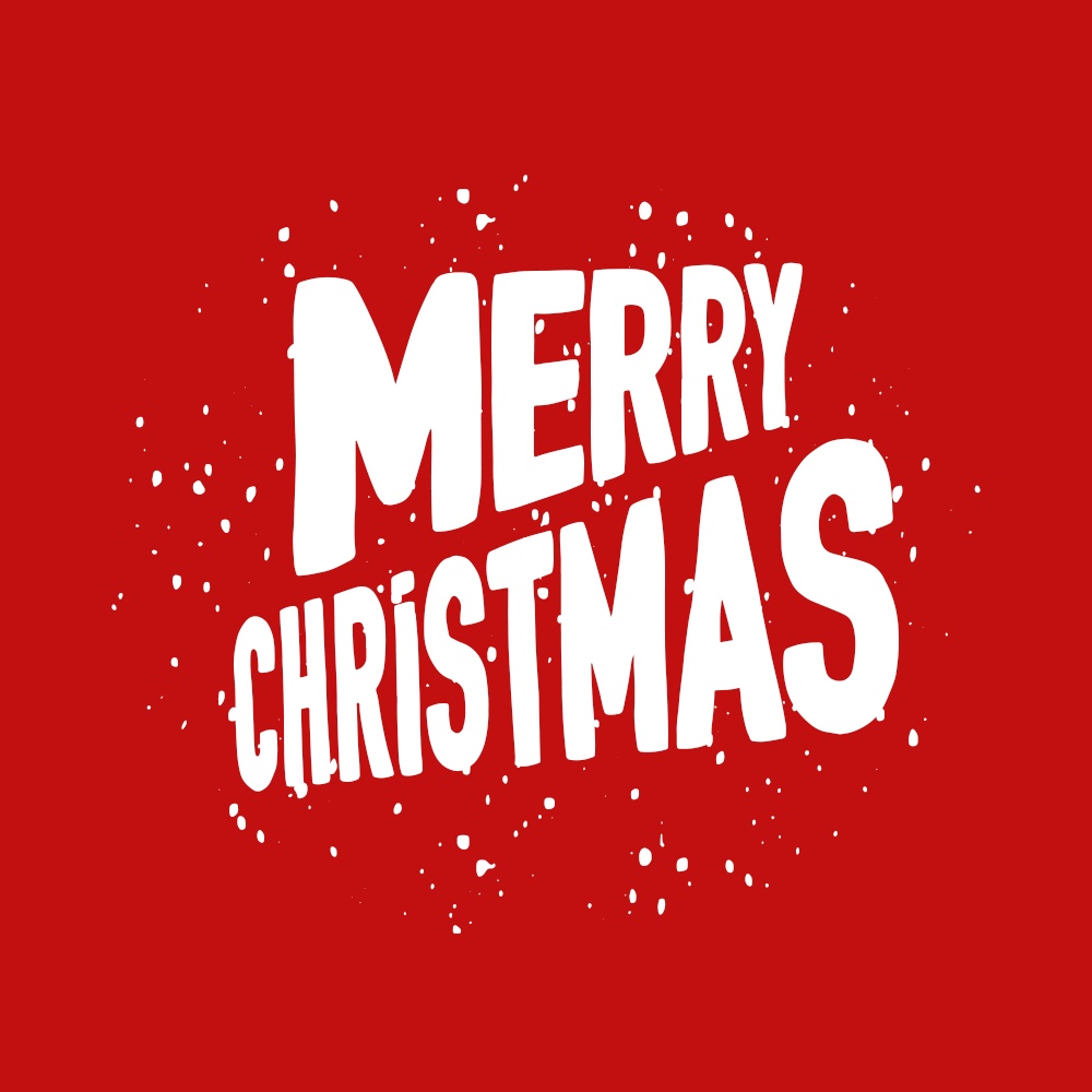 Merry Christmas lettering on red background. Can be used for winter holidays designs, prints, cards. Vector stock illustration.. Merry Christmas lettering on a red background. Can be used for winter holidays designs, prints, cards. Vector stock illustration.