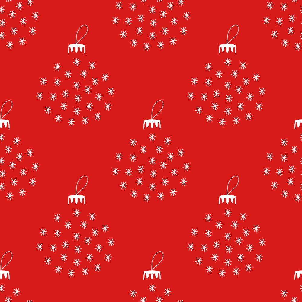 Seamless pattern made from white Christmas bauble shape from snowflakes on red background. Vector stock illustration.. Seamless pattern made from white Christmas bauble shape from snowflakes on a red background. Vector stock illustration.