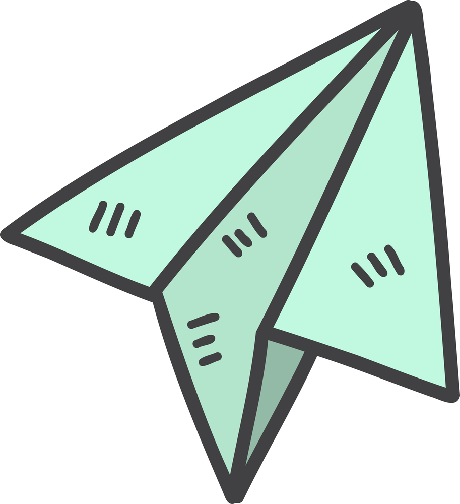 Hand Drawn paper plane for kids illustration isolated on background